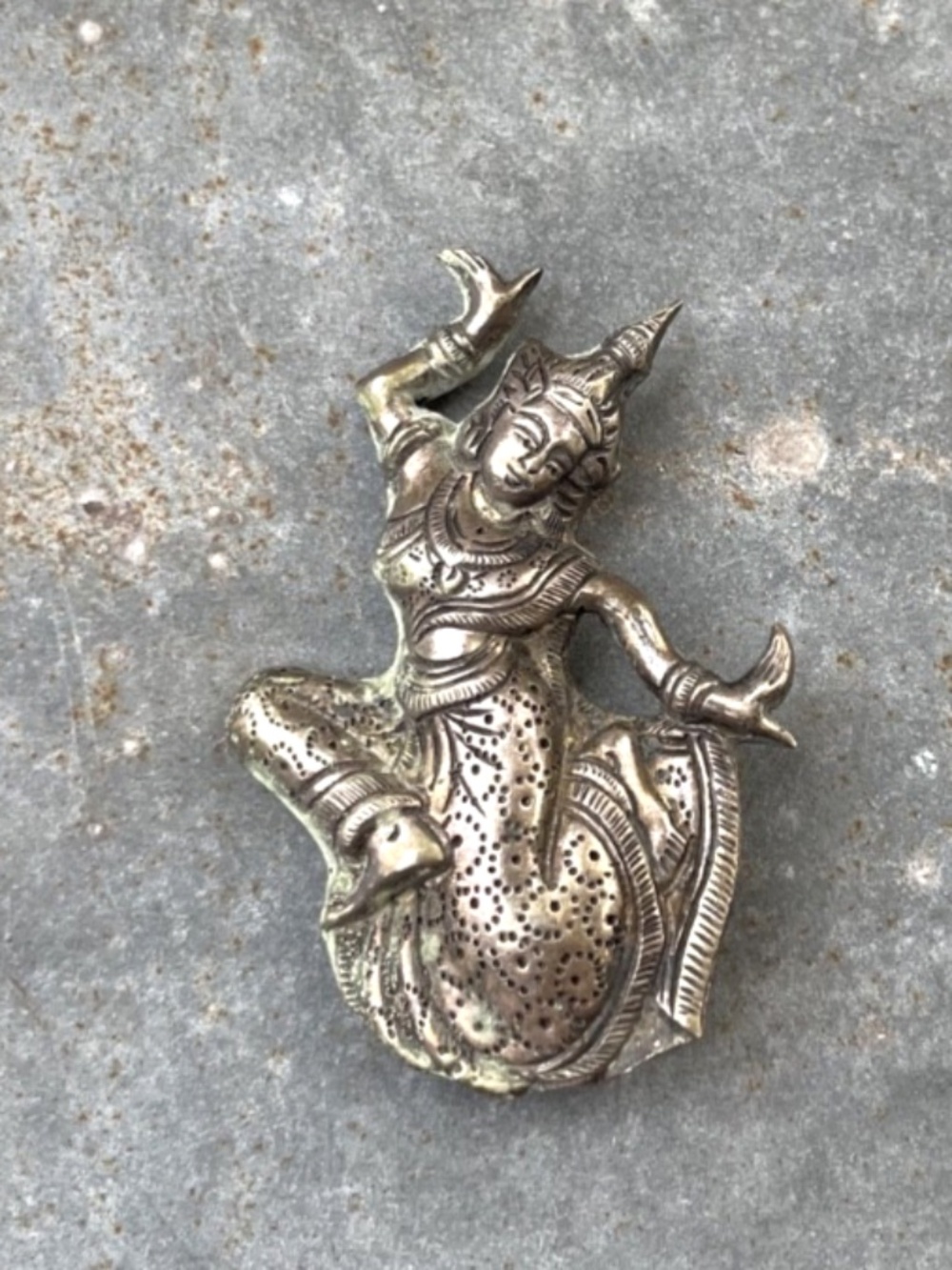 Vintage Siam Silver Goddess Dancer Brooch